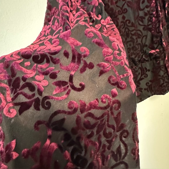 Y2K Velvet Burnout Top Womens Medium Venus Whimsigoth Fairy Sleeves Romantic - Picture 4 of 10